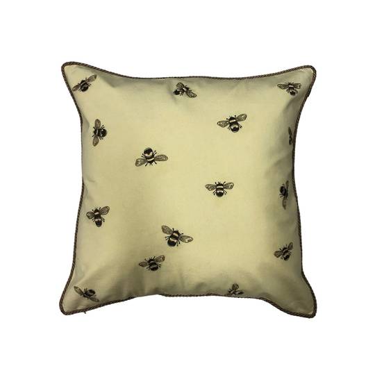 Sanctuary Cushion Cover - Hand Embroidered Gold Bees